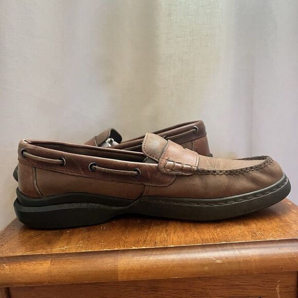 Bass Oxford Dress Shoe Loafer Mens Size 10.5 M Brown Slip On Boat Driving Casual - Picture 6 of 12